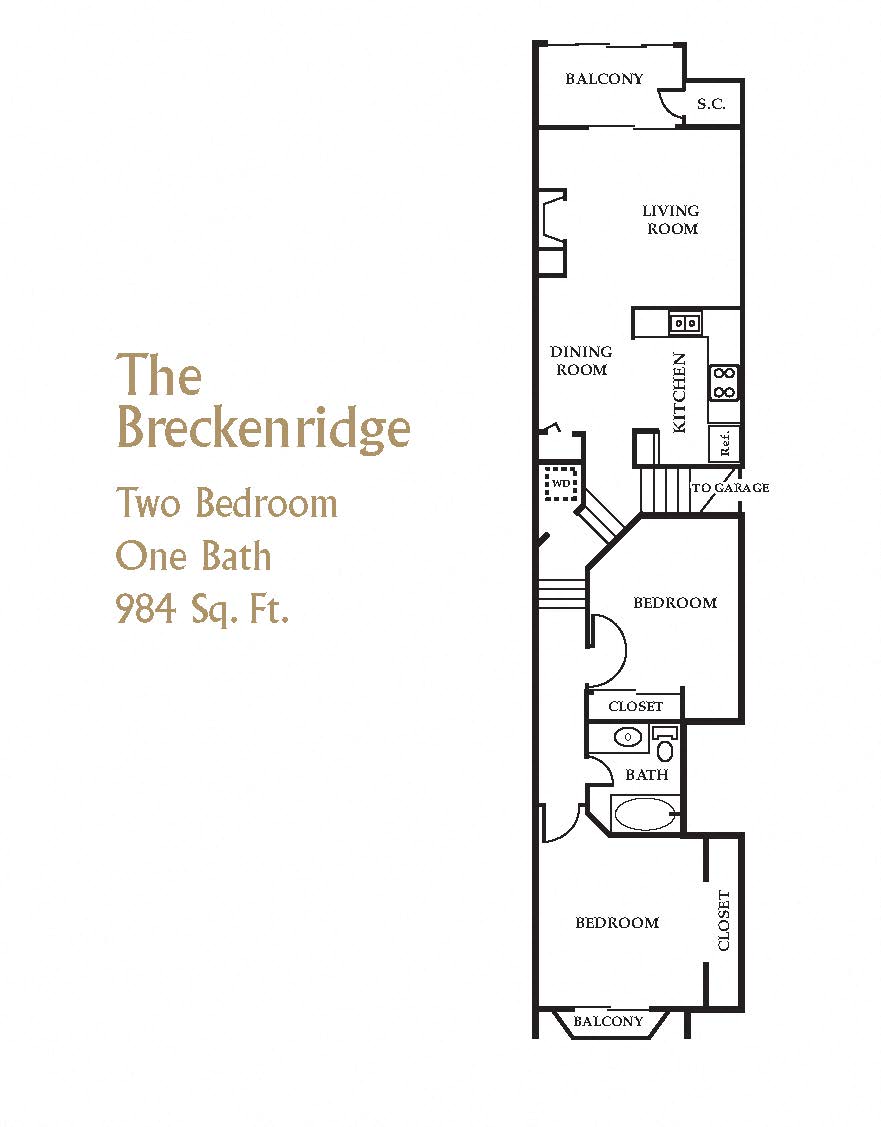 Brownstone Townhomes 2 bedroom 1 bathroom floor plan